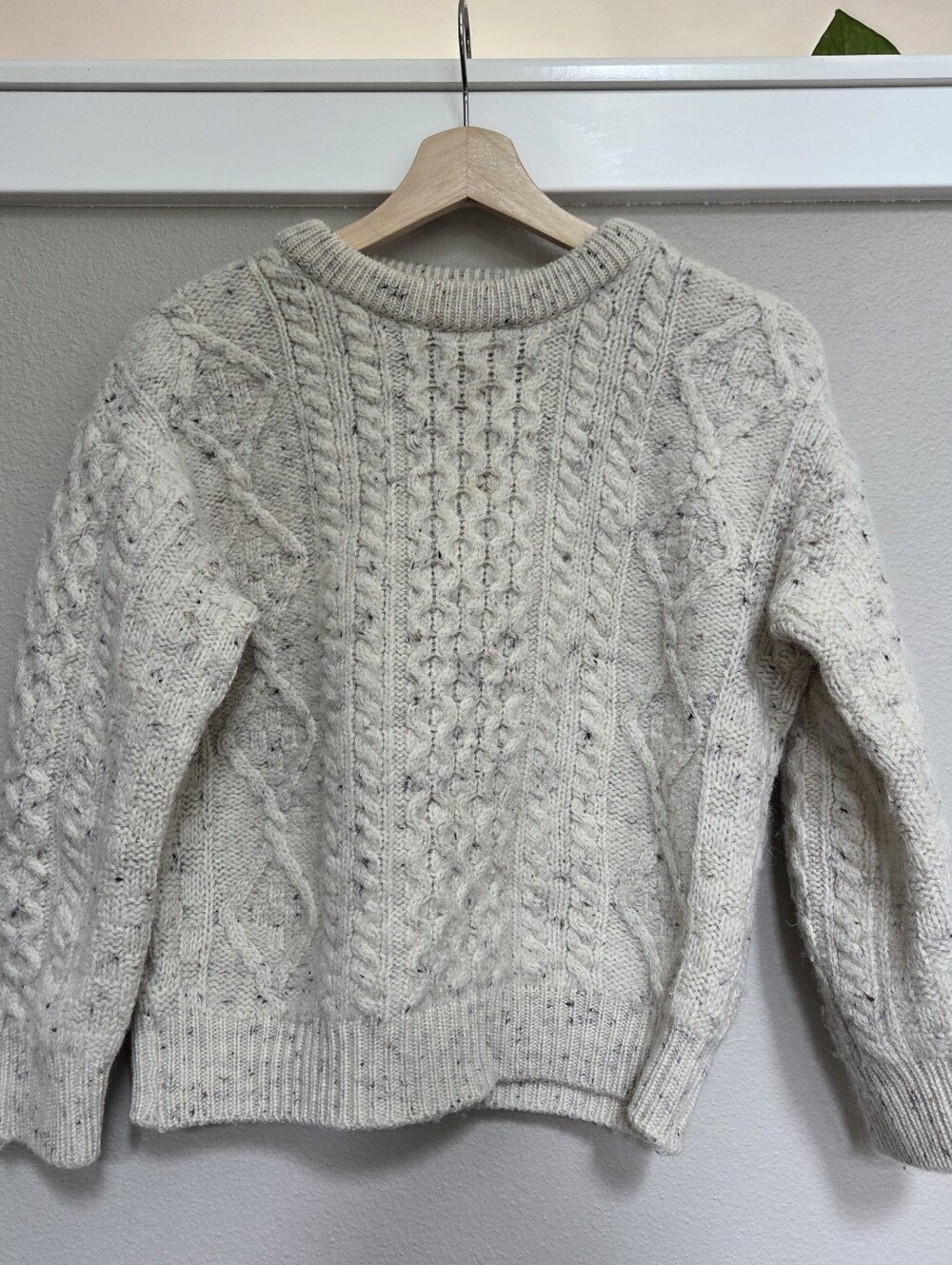 Aran Crafts Cream Cable Knit Wool Sweater